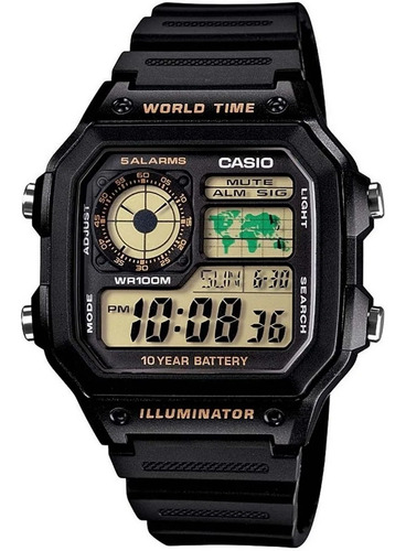 Relógio Casio Masculino Mundial Quadrado 5 Alarmes (3299)