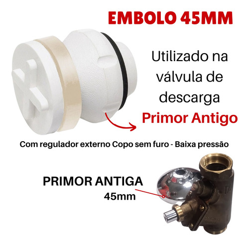 Pistao De Válvula Descarga Oriente Antiga 45mm Reparo Embolo