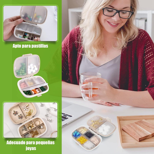 Pastillero Portátil A Prueba De Humedad De 8 Compartimentos