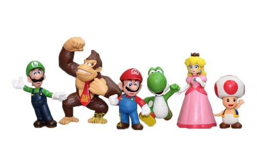 Kit Com 6 Peças Super Mario Bros Em Pvc 6cm Infantil Filme