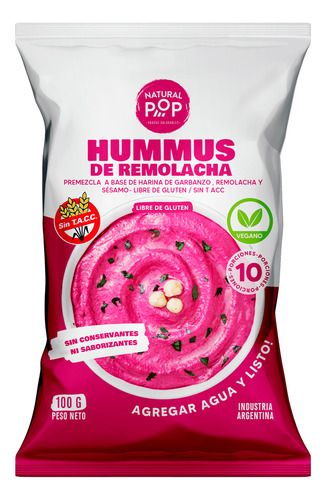 Premezcla Hummus Remolacha Instantáneo Sin Gluten Naturalpop