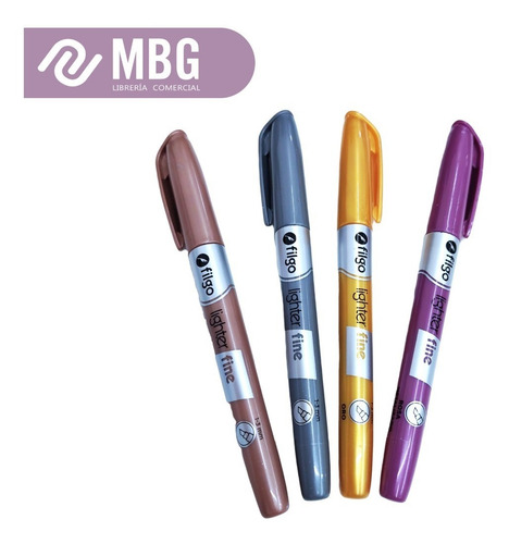 Imagen 2 de 7 de Set Resaltadores Filgo X 4 Colores Metalizados Fine Lighter