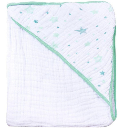 Imagem 5 de 6 de Toalha Banho Com Capuz Bebê Soft Verde 80x80cm Algodão Papi