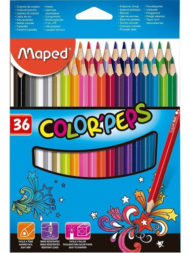 Lapices De Colores Maped 36 Piezas Color Peps Maped