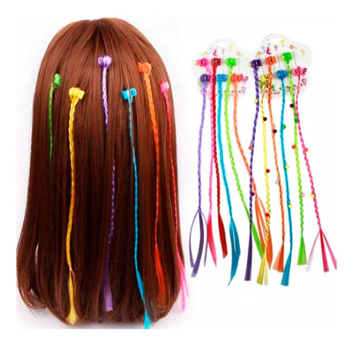 Extensiones Mechas De Colores Para Nenas Souvenir Pack X 6