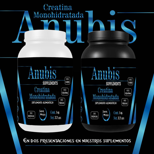 Creatina Monohidratada Anubis 1kg Varios Sabores 200 Servs Moras-
