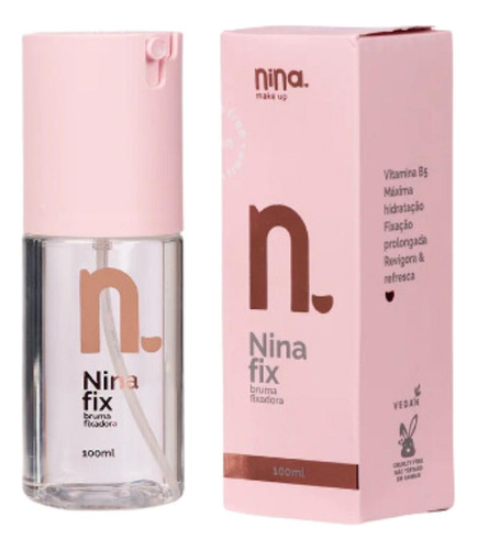 Kit Nina Makeup Base Líquida Basic Cor3+bruma Fixadora Fix