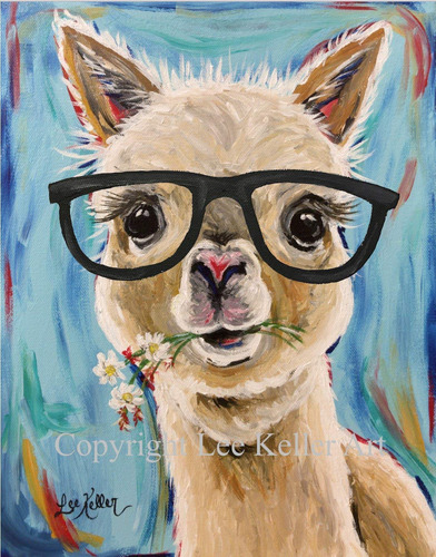 Impresion De Arte De Alpaca, Linda Alpaca Con Gafas, Llama C