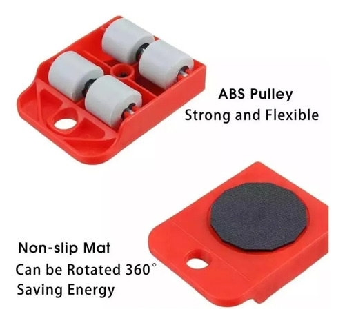 Ruedas Elevadoras Muebles Heladera Electrodoméstico Carro Ru Rojo