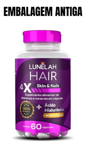 40x Lunelah Cabelo Pele E Unhas + Acido Hialuronico 60caps