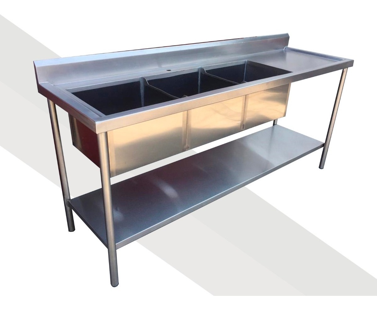 Tarja De Acero Inoxidable Industrial Tarja Industrial 3 Tinas 180*60*90 | Mercado Libre
