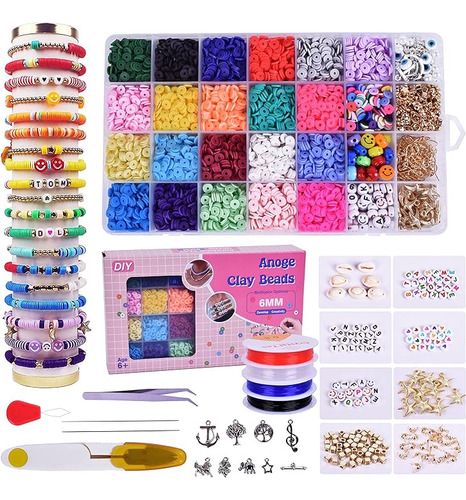 Anoge - 6400 Abalorio De Arcilla Polimérica Para Hacer Pulseras, 22 Hermosos Colores, Abalorio Heishi Para Pulsera Taylor Swift, Manualidades, Pulseras Para Joyería Para Niñas De 8 A 12 Años