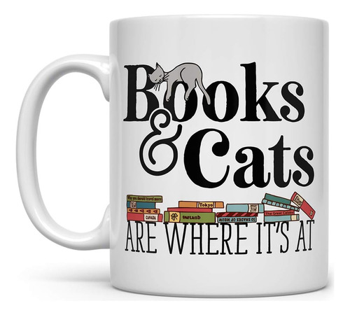 Taza De Café De Libros Y Gatos, Amante De Los Gatos, Libro, 