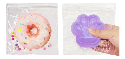 2 Piezas Taba Squishy Cat Paw Donut Squeeze Toys