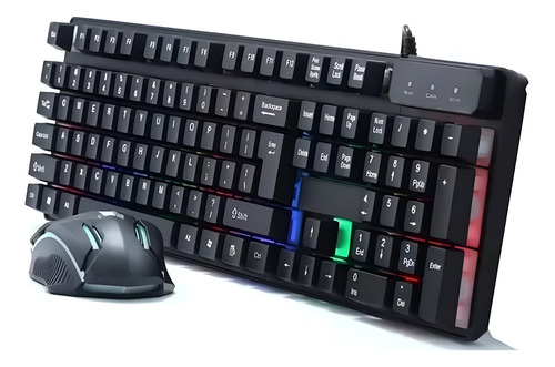 Kit Teclado Y Mouse Gamer Retroiluminado Luces Led Rgb