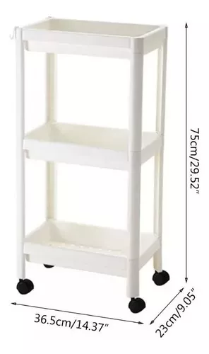  Carro de cocina, carrito de torage de cromos vegetales de cocina,  Armario de baño/cocina Carrito de estante de 3 pisos, ruedas de bloqueo de  asas, capacidad de carga máxima 220.5 lbs 