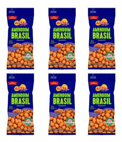Amendoim Brasil Agtal Tipo Japonês 6 Unidades De 100g