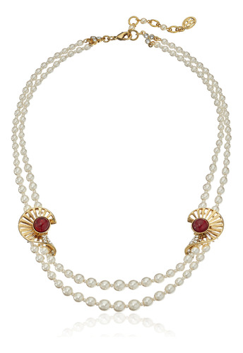 Ben-amun Joyas Dorado Era Swarovski Crystal Deco Ruby Pearl.