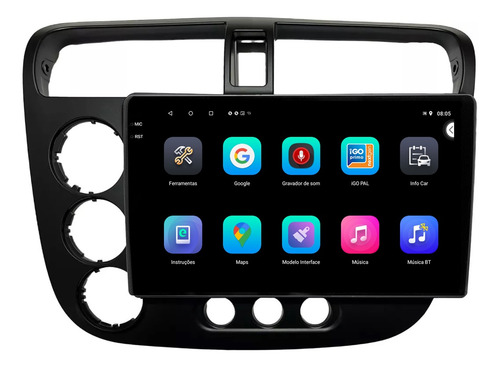 Central Multimidia Civic 01/05 9p Android 2gb 64gb Carplay