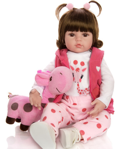 Boneca Bebê Reborn Girafinha Banho Silicone Realista