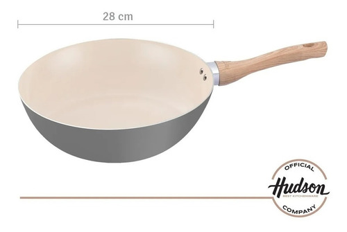 Wok De Aluminio Hudson Gris 28 Cm Con Antiadherente
