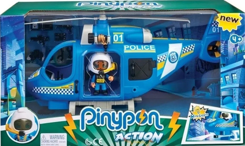Muñeco Pinypon Action Helicóptero De Policía Con Luz