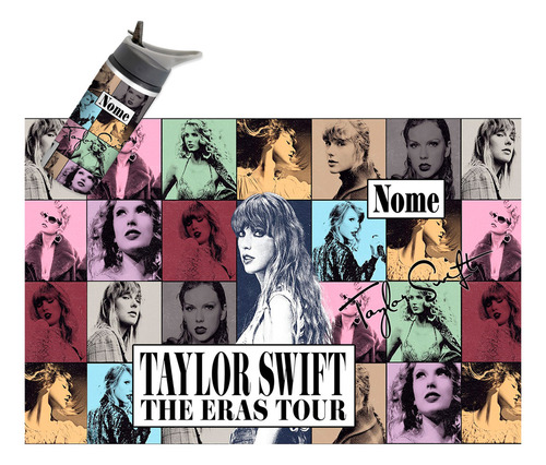 Garrafa Alumínio Com Bico Personalizada Taylor Swift 600ml