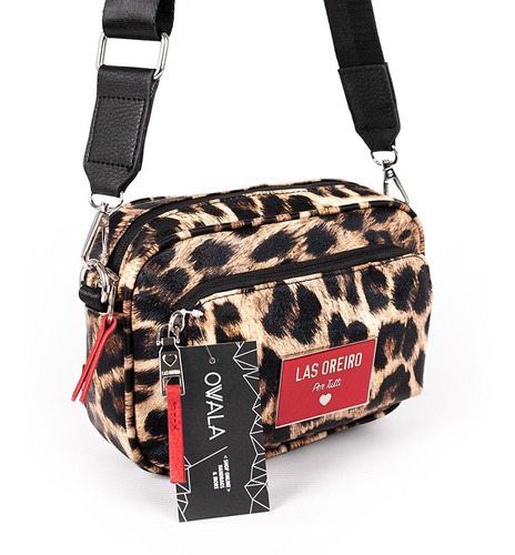 Imagen 5 de 6 de Cartera Bandolera Mujer Las Oreiro Animal Print Simil Cuero