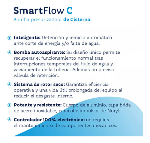Bomba Presurizadora Smart Flow C35 Cisterna 1hp Rotoplas