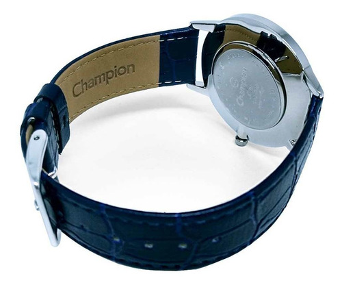 Relógio Champion Masculino Social Analógico Couro Slim Azul