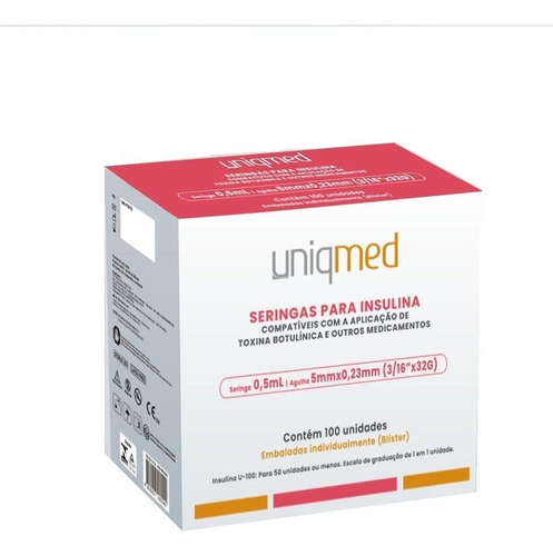 Kit 500un Seringa Para Toxina Uniqmed 0,5ml 5x0,23 32g