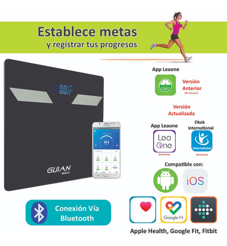 Bascula Digital Inteligente Bluetooth Corporal App Leaone