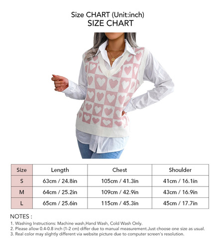Chaleco De Punto Sweet Love Pattern Para Mujer Con Cuello En