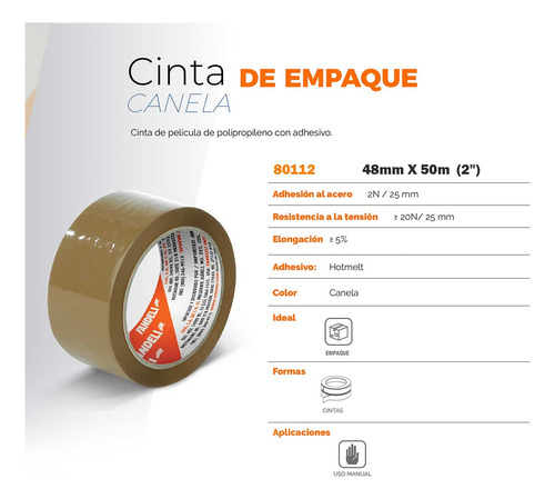 Cinta De Empaque Canela Fandeli 80112 48mmx50m 36pzs