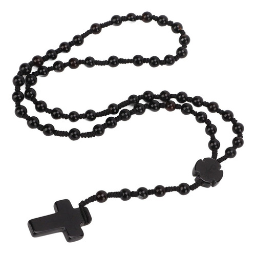 Collar Con Forma De Rosario De Obsidiana, Color Negro, Pulid