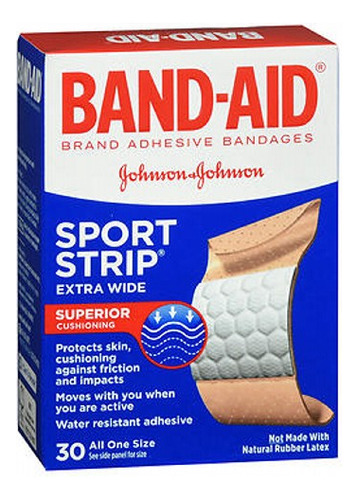 Curitas Band-aid Sport Strip Muy Anchas, 30 Pzs., 6 Packs