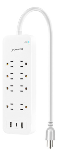 Multicontacto Mitzu 11-2024, 8 Tomas, 76 Cm, 15 A Color Blanco