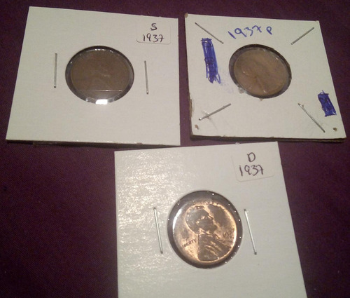 Monedas One Cent 1937 P,d,s Usadas Buen Estado