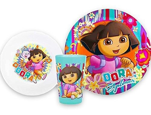 Dora The Explorer Juego De 3 Platos, Plato, Tazón, Vaso