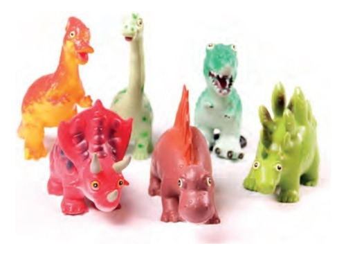 Dinosaurios Goma Soft Set X6 Caricatura 25cm 31843 Caja Edu