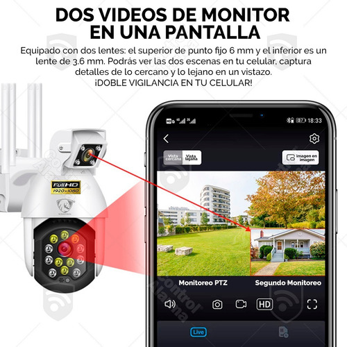 Imagen 3 de 10 de Cámara Doble Lente Domo Ip Wifi Para Exterior Robótica Fhd
