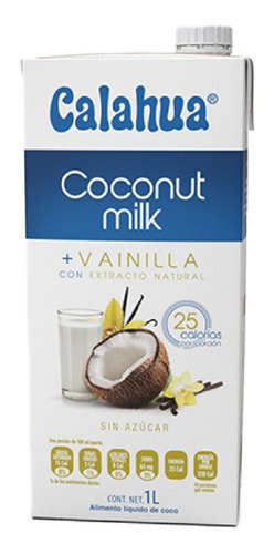 Imagen 1 de 7 de Leche De Coco + Vainilla Calahua 1 Litro