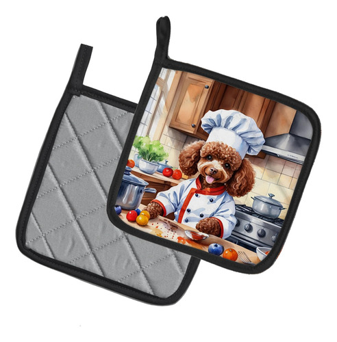 Juego De Soportes Para Ollas Diseño Caniche Chocolate 19 X 1