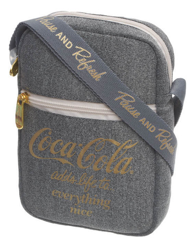 Bolsa Transversal Shoulder Bag Coca Cola New Play Feminino Cor Cinza/bege