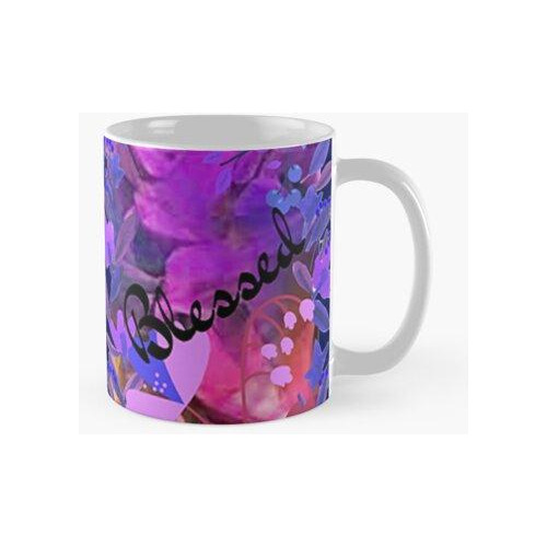 Taza  Bendito, Diseño Abstracto Floral Con Letras, Nr 4, Art