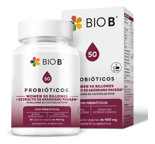 Bio B | Probióticos Women 50 Billones + Extracto De Arándano Sabor Sin sabor
