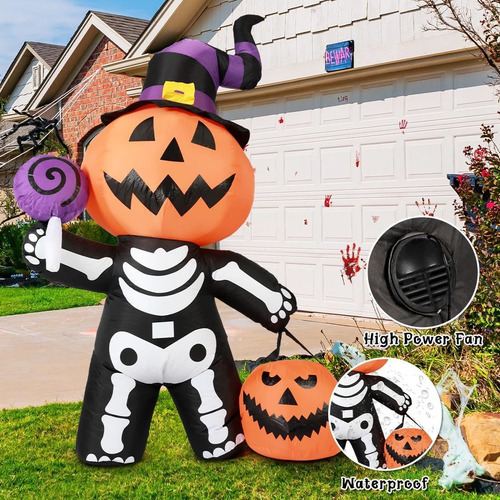 Nuevo 1.8m Calabaza Esqueleto Hinchable Decoración De