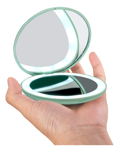 Wobsion Espejo De Maquillaje De Viaje Con Luz Led, Espejo Co