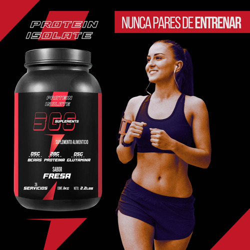 Proteína Whey Isolate 300 Suplements 1kg 59 Servicios Fresa