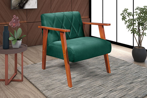 Poltrona Decorativa Madri Em Suede Essencial Estofados Cor Verde Verde